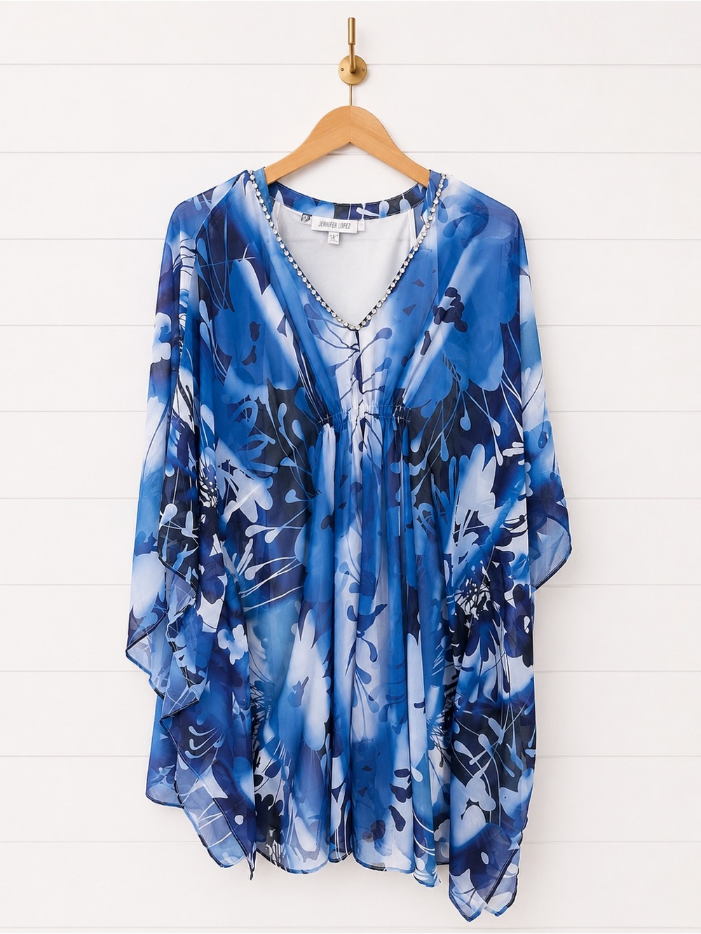 Jennifer Lopez Blue Floral High-Low Tunic Dress